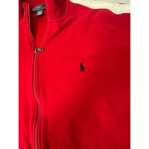 Polo Ralph Lauren Red Quarter Zip Sweatshirt White Stripe Men's XLT Tall